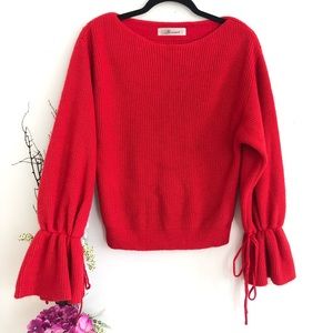 Snidel red knit sweater bell sleeve Top